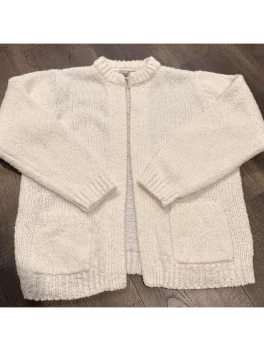 Women's Cream and White Cardigan